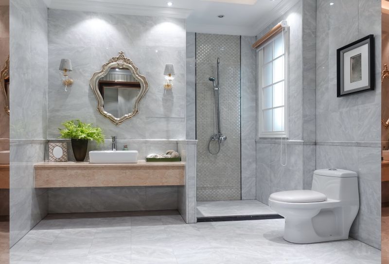 Contemporary Bathroom with Statement Lighting